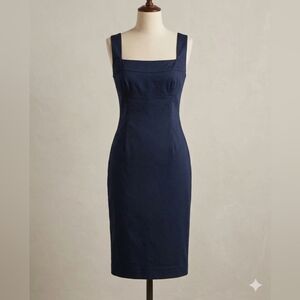 Gio Guerreri Navy Dress 48 Made in Italy Minimalist Tailored Office Careerwear